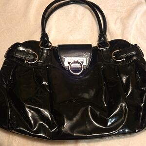 Elegant Black Patent Leather Handbag